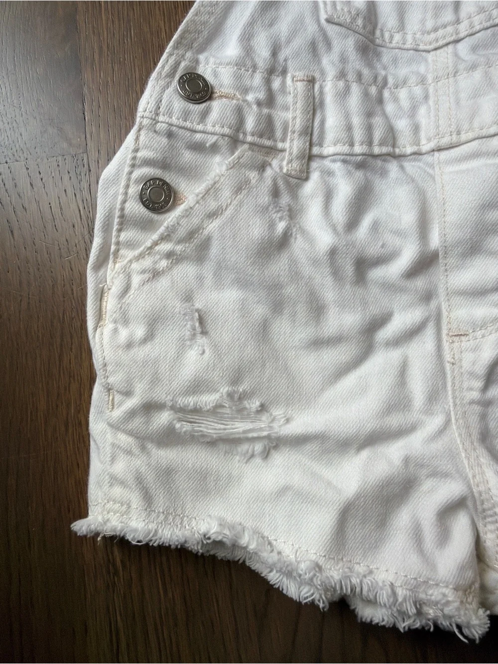 GAP Kids White Denim Short Overalls